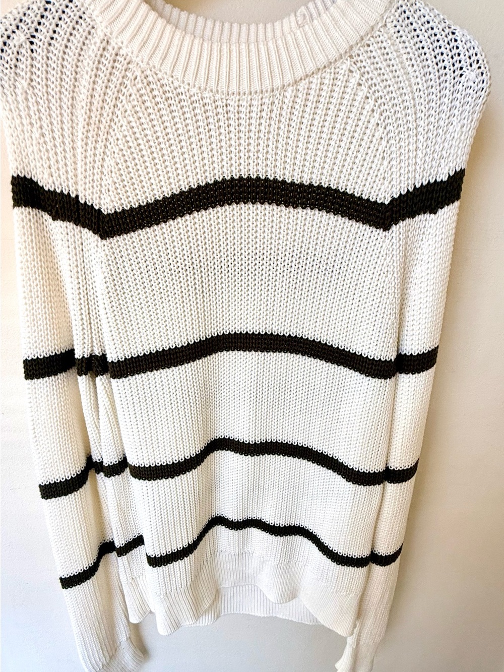 Pistola Cream Knit Sweater with Olive Green Stripes
